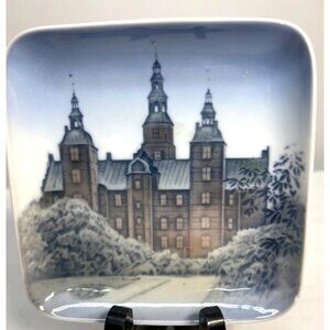 Vintage Bing & Grøndahl Denmark Rosenborg Castle Square Porcelain Dish